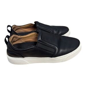 Vionic Kimmie Black Leather Slip-On Sneakers Comfort Arch Support Size 9.5